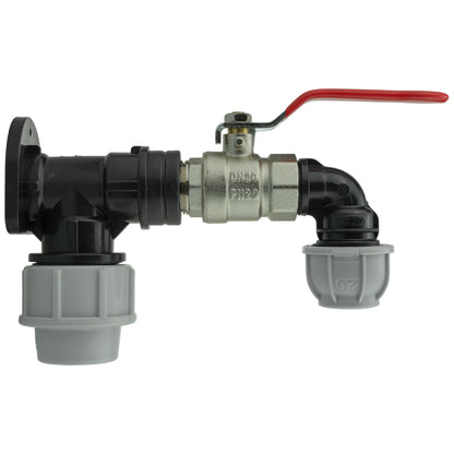 Wall Flange Kit 32mm MDPE + Lever Valve + 20mm MDPE Elbow - Best4Trade-Retail Tech Hose & Fittings