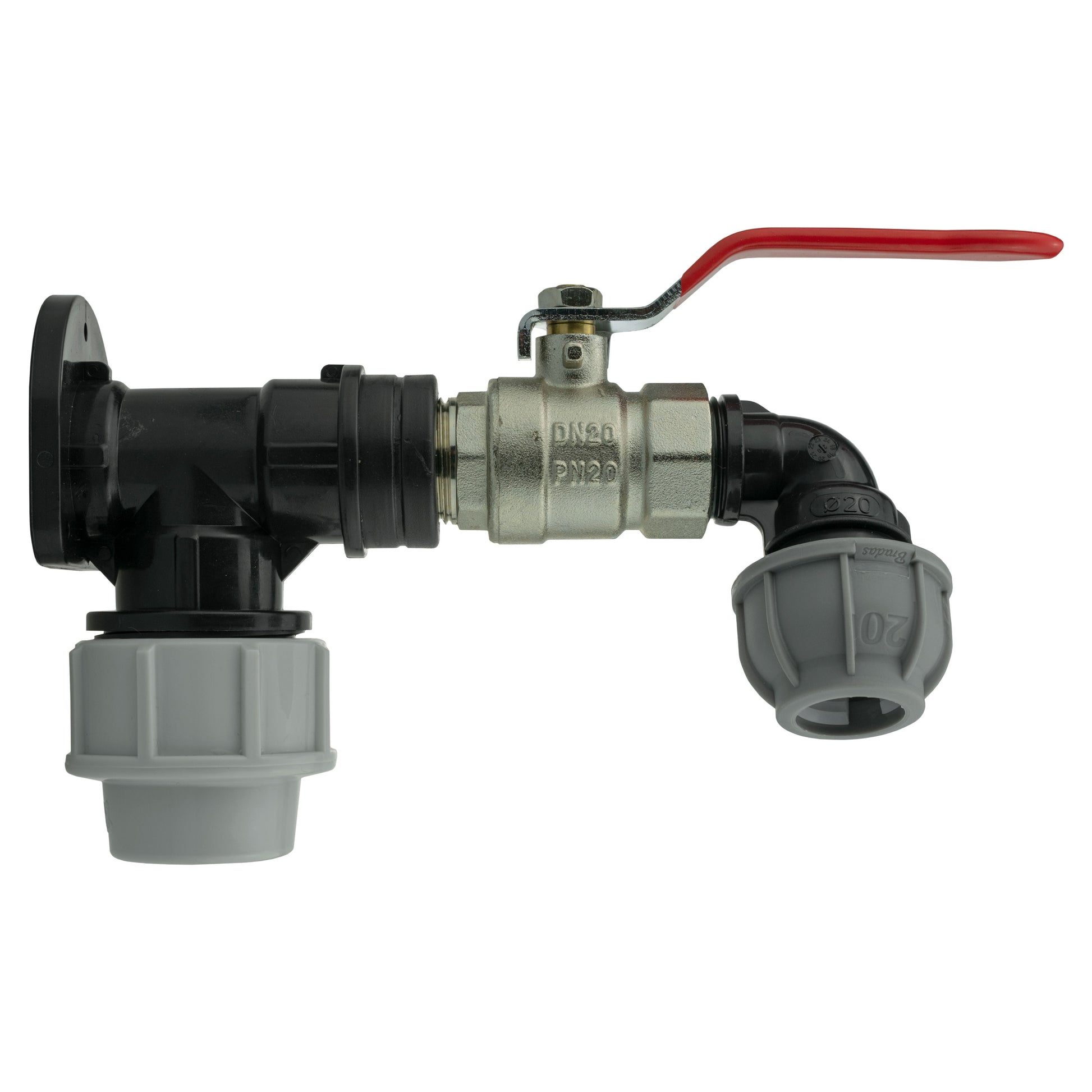 Wall Flange Kit 25mm MDPE + Lever Valve + 20mm MDPE Elbow - Best4Trade-Retail Tech Hose & Fittings