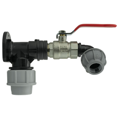 Wall Flange Kit 32mm MDPE + Lever Valve + 20mm MDPE Elbow - Best4Trade-Retail Tech Hose & Fittings