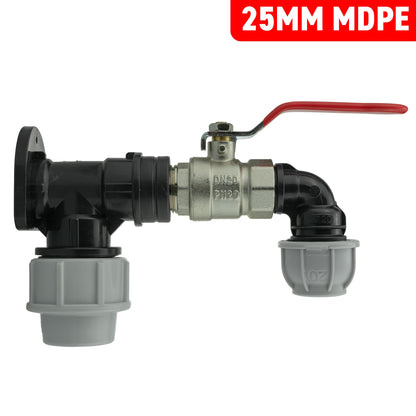 Wall Flange Kit 25mm MDPE + Lever Valve + 20mm MDPE Elbow - Best4Trade-Retail Tech Hose & Fittings