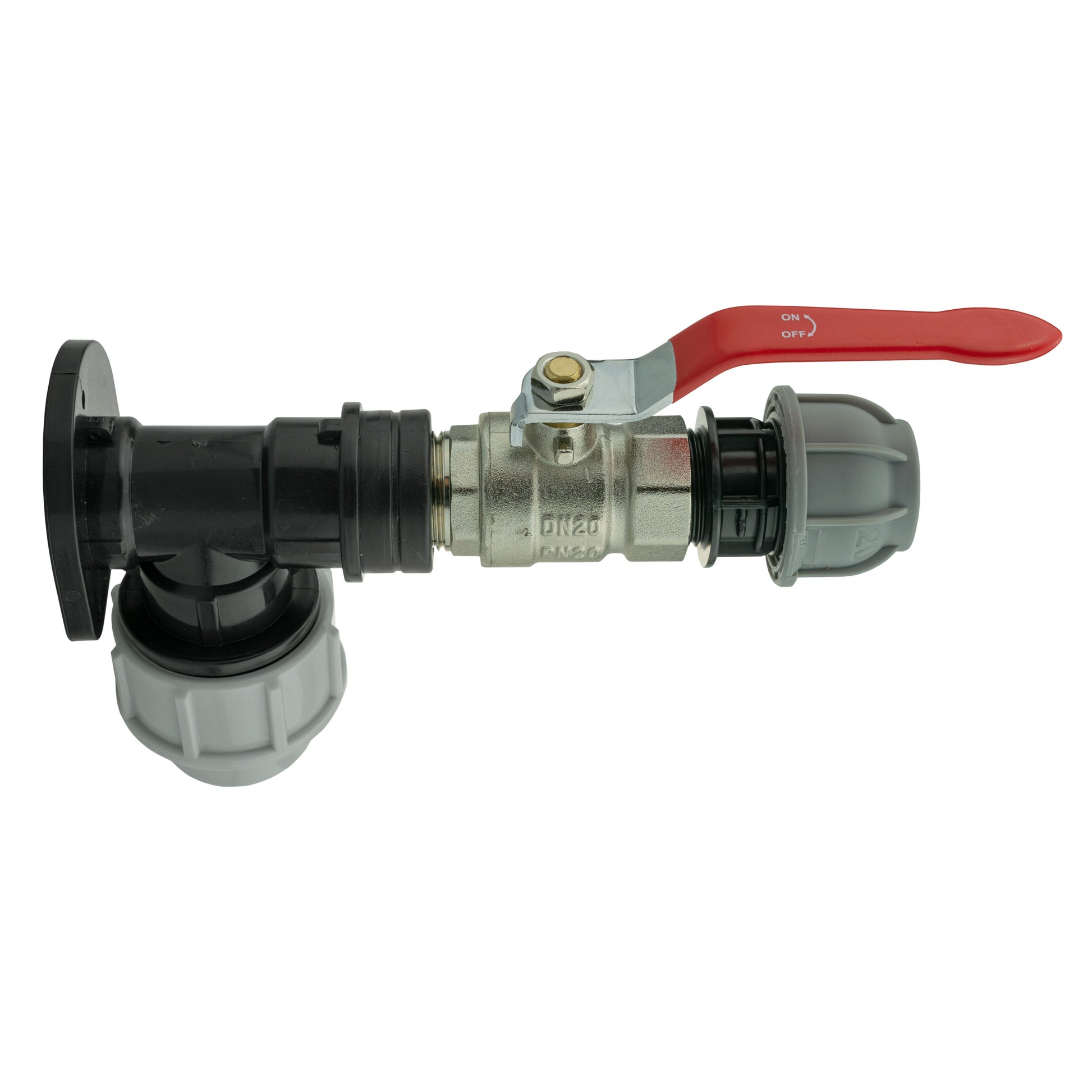 Wall Flange Kit 32mm MDPE + Lever Valve + 20mm MDPE Straight - Best4Trade-Retail Tech Hose & Fittings