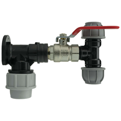 Wall Flange Kit 32mm MDPE + Lever Valve + 20mm MDPE Tee - Best4Trade-Retail Tech Hose & Fittings