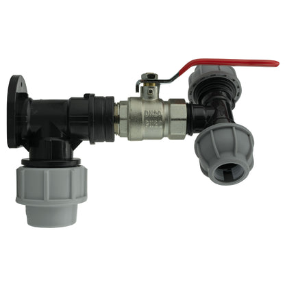 Wall Flange Kit 25mm MDPE + Lever Valve + 20mm MDPE Tee - Best4Trade-Retail Tech Hose & Fittings
