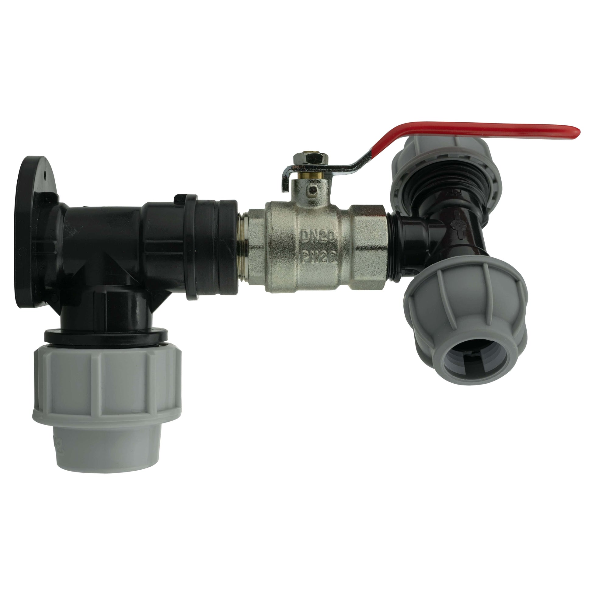Wall Flange Kit 32mm MDPE + Lever Valve + 20mm MDPE Tee - Best4Trade-Retail Tech Hose & Fittings