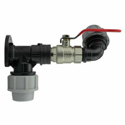 Wall Flange Kit 32mm MDPE + Lever Valve + 25mm MDPE Elbow - Best4Trade-Retail Tech Hose & Fittings