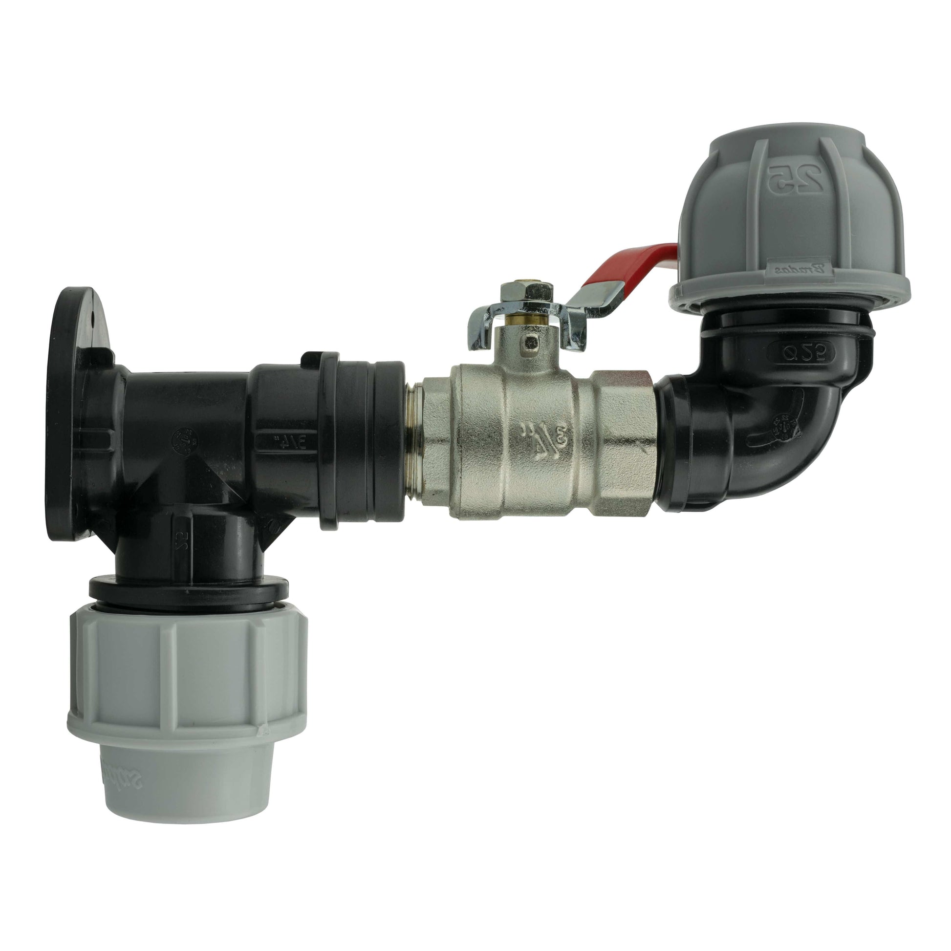 Wall Flange Kit 32mm MDPE + Lever Valve + 25mm MDPE Elbow - Best4Trade-Retail Tech Hose & Fittings