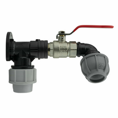 Wall Flange Kit 32mm MDPE + Lever Valve + 25mm MDPE Elbow - Best4Trade-Retail Tech Hose & Fittings