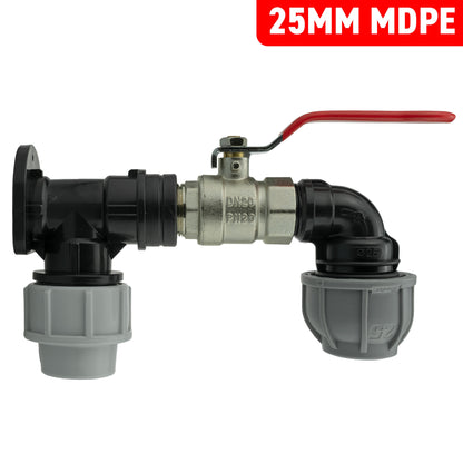Wall Flange Kit 25mm MDPE + Lever Valve + 25mm MDPE Elbow - Best4Trade-Retail Tech Hose & Fittings