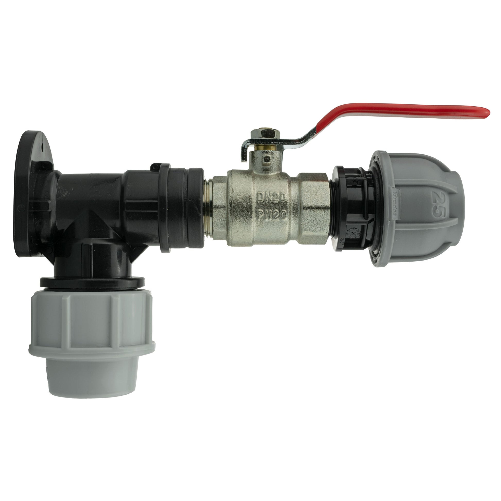 Wall Flange Kit 32mm MDPE + Lever Valve + 25mm MDPE Straight - Best4Trade-Retail Tech Hose & Fittings