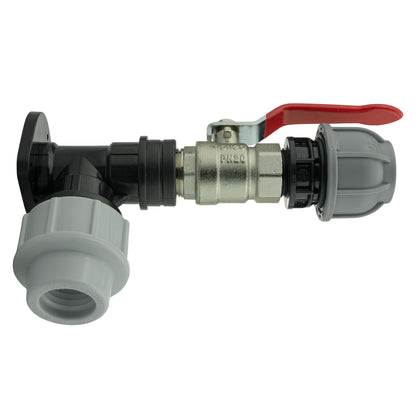 Wall Flange Kit 32mm MDPE + Lever Valve + 25mm MDPE Straight - Best4Trade-Retail Tech Hose & Fittings