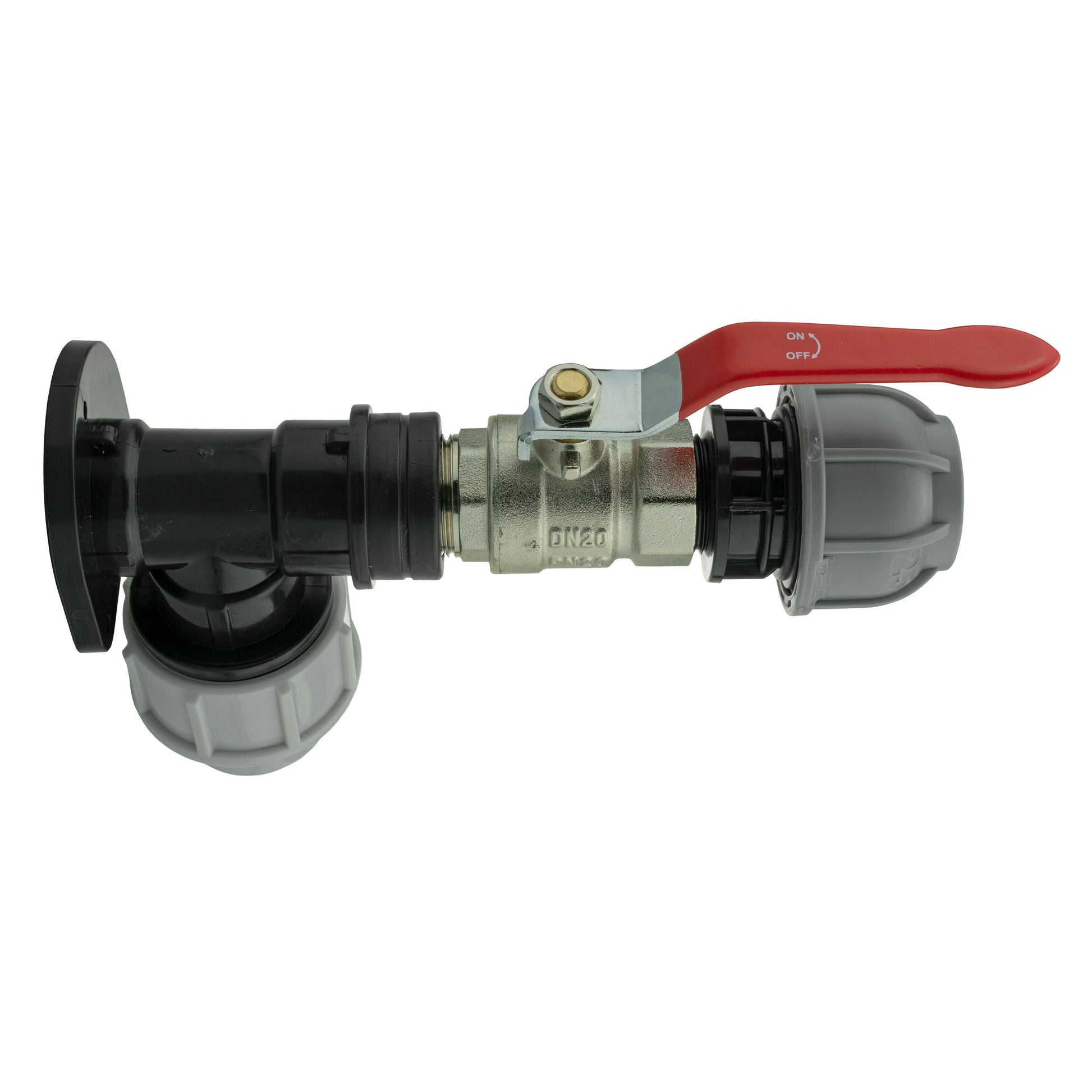 Wall Flange Kit 32mm MDPE + Lever Valve + 25mm MDPE Straight - Best4Trade-Retail Tech Hose & Fittings