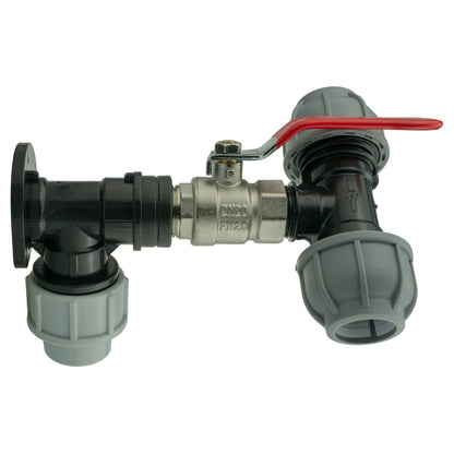 Wall Flange Kit 25mm MDPE + Lever Valve + 25mm MDPE Tee - Best4Trade-Retail Tech Hose & Fittings