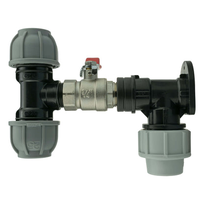 Wall Flange Kit 32mm MDPE + Lever Valve + 25mm MDPE Tee - Best4Trade-Retail Tech Hose & Fittings