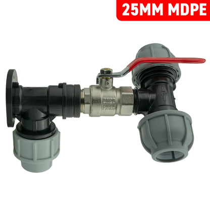 Wall Flange Kit 25mm MDPE + Lever Valve + 25mm MDPE Tee - Best4Trade-Retail Tech Hose & Fittings