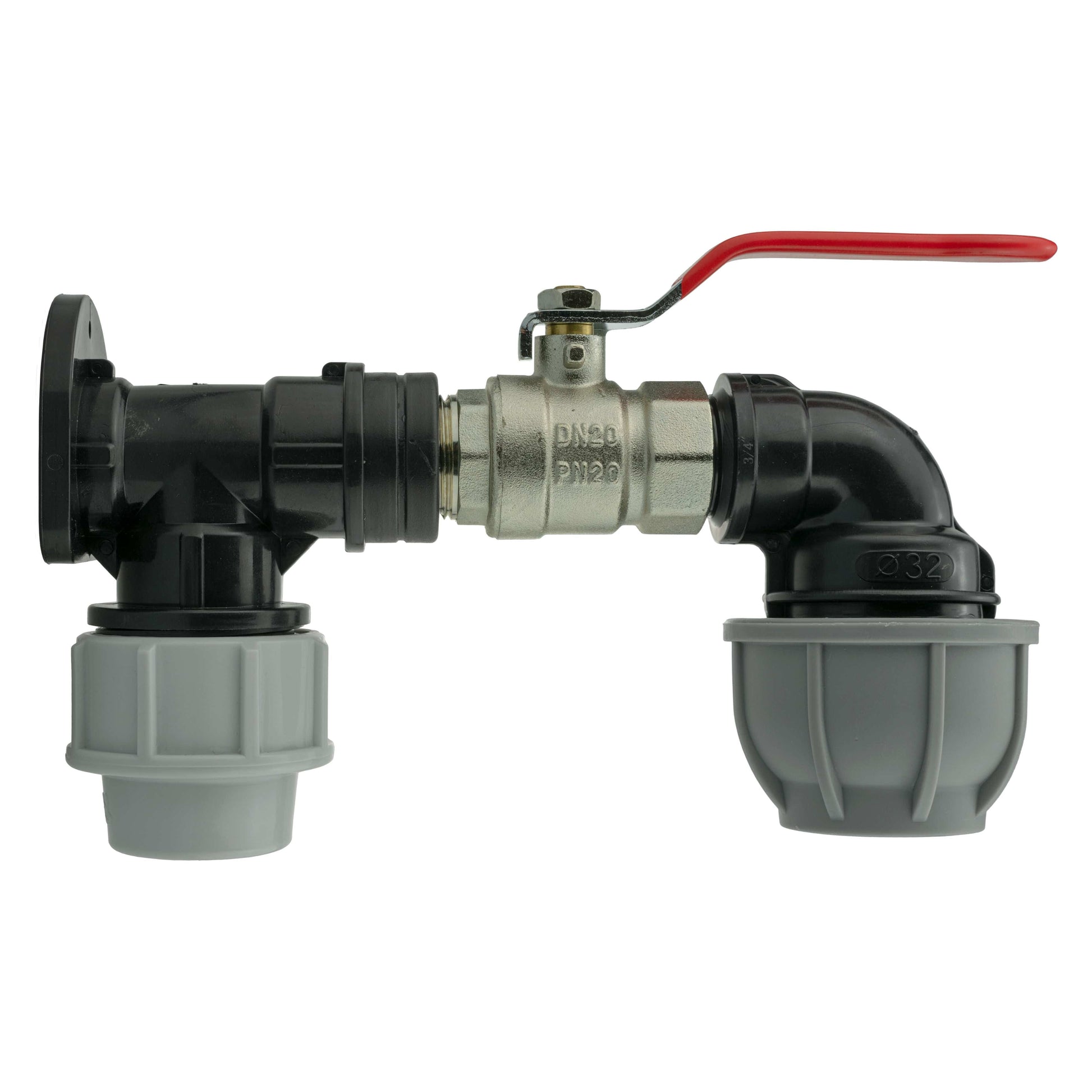 Wall Flange Kit 32mm MDPE + Lever Valve + 32mm MDPE Elbow - Best4Trade-Retail Tech Hose & Fittings