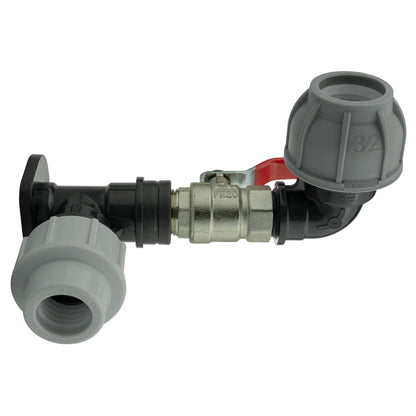 Wall Flange Kit 25mm MDPE + Lever Valve + 32mm MDPE Elbow - Best4Trade-Retail Tech Hose & Fittings