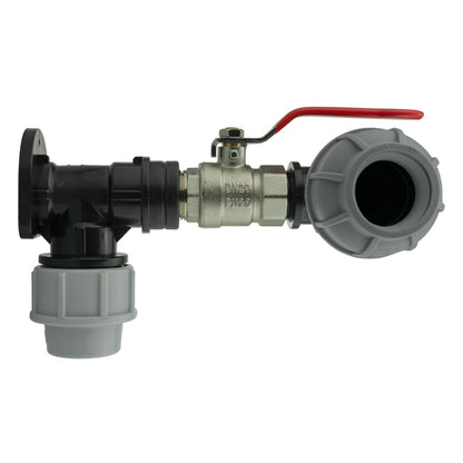 Wall Flange Kit 25mm MDPE + Lever Valve + 32mm MDPE Elbow - Best4Trade-Retail Tech Hose & Fittings