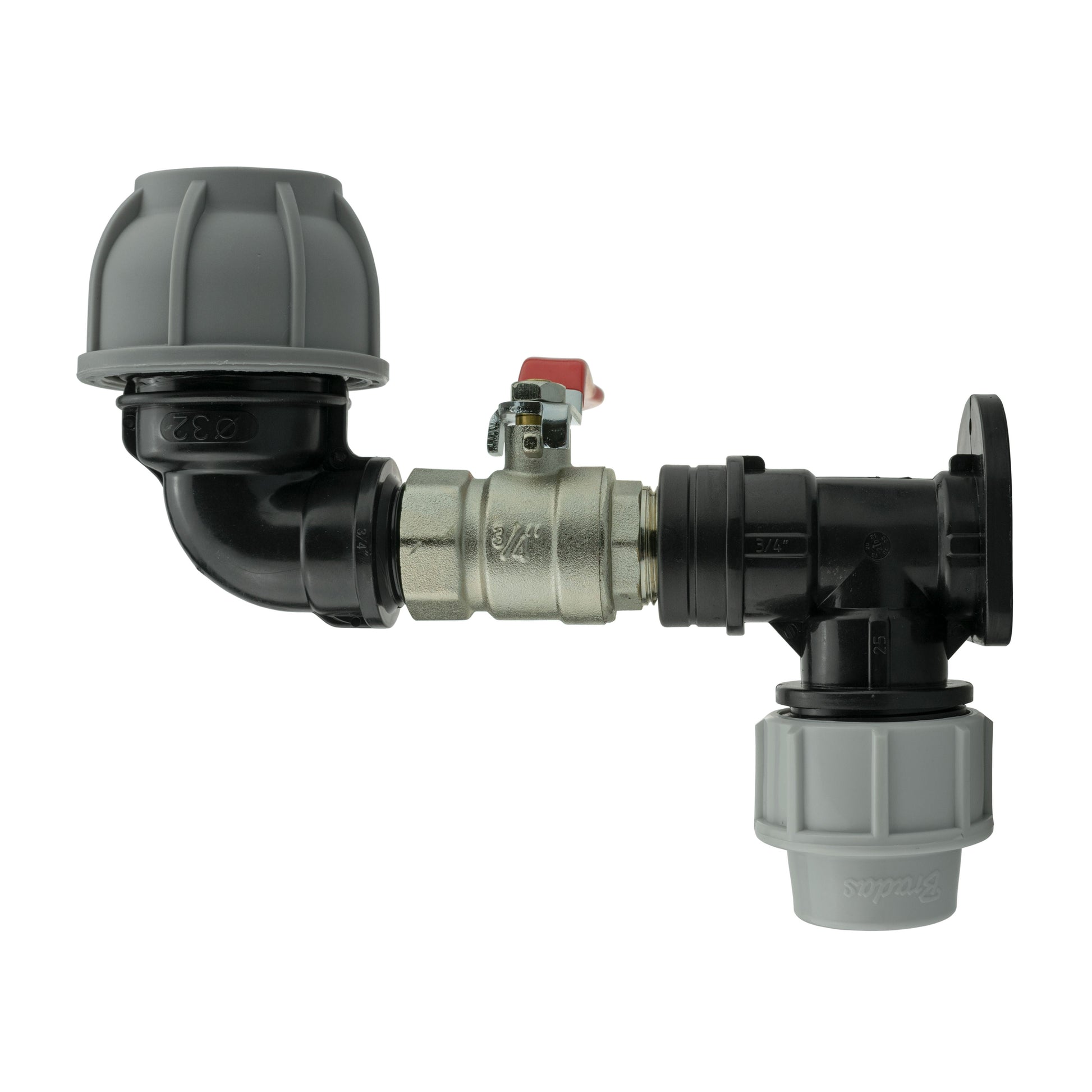 Wall Flange Kit 25mm MDPE + Lever Valve + 32mm MDPE Elbow - Best4Trade-Retail Tech Hose & Fittings