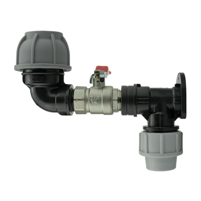 Wall Flange Kit 25mm MDPE + Lever Valve + 32mm MDPE Elbow - Best4Trade-Retail Tech Hose & Fittings