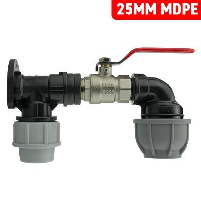 Wall Flange Kit 25mm MDPE + Lever Valve + 32mm MDPE Elbow - Best4Trade-Retail Tech Hose & Fittings