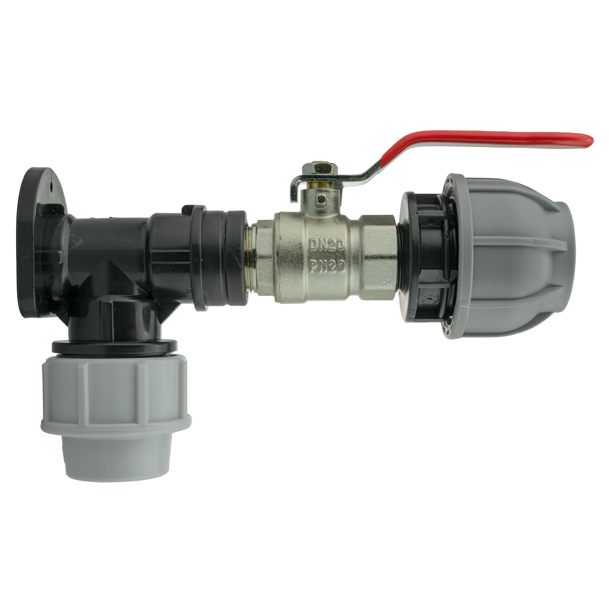 Wall Flange Kit 25mm MDPE + Lever Valve + 32mm MDPE Joiner - Best4Trade-Retail Tech Hose & Fittings