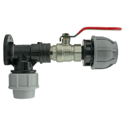 Wall Flange Kit 25mm MDPE + Lever Valve + 32mm MDPE Joiner - Best4Trade-Retail Tech Hose & Fittings