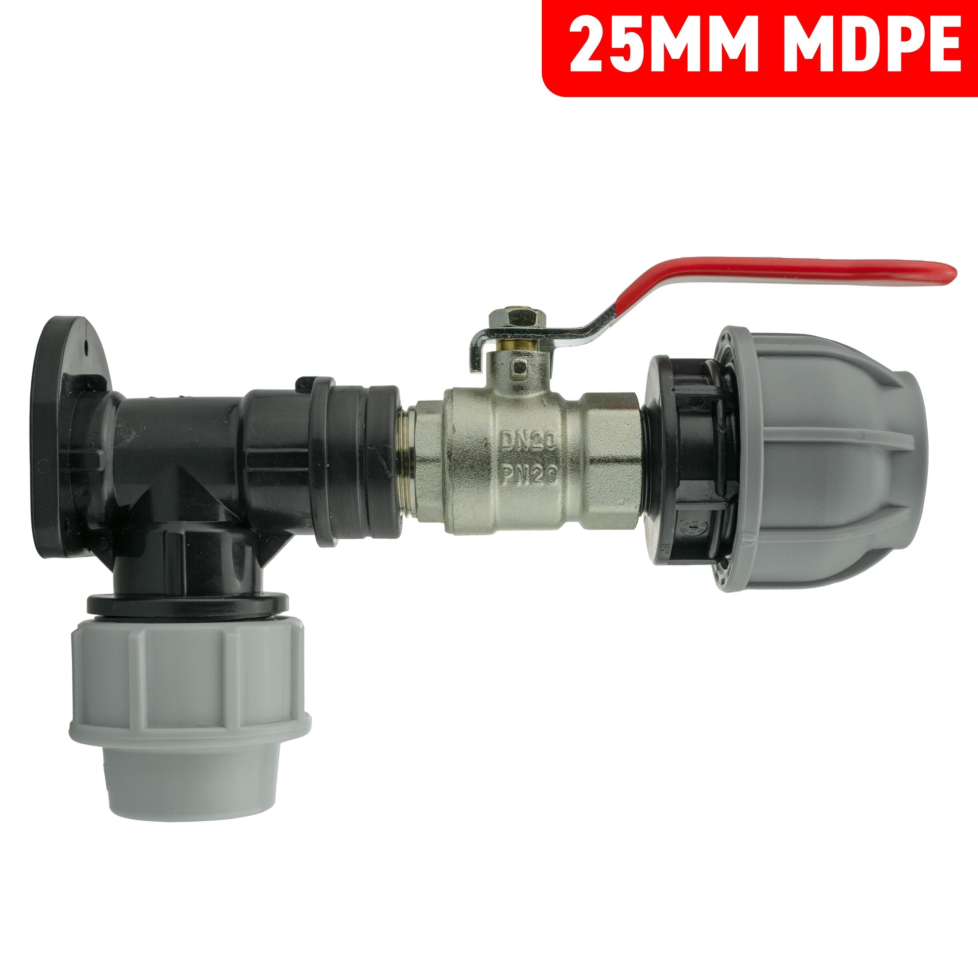 Wall Flange Kit 25mm MDPE + Lever Valve + 32mm MDPE Joiner - Best4Trade-Retail Tech Hose & Fittings