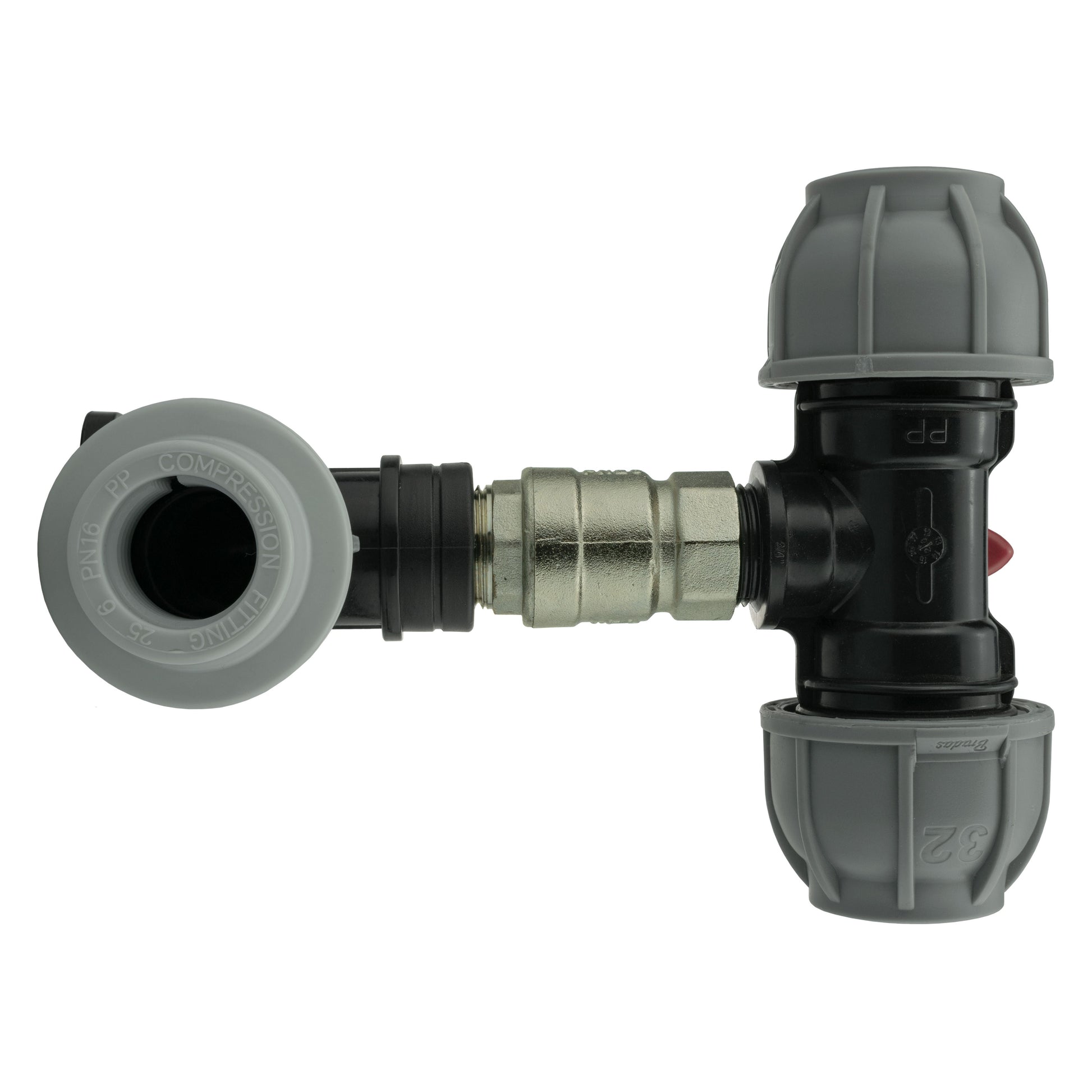 Wall Flange Kit 32mm MDPE + Lever Valve + 32mm MDPE Tee - Best4Trade-Retail Tech Hose & Fittings