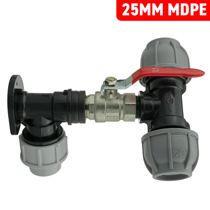 Wall Flange Kit 25mm MDPE + Lever Valve + 32mm MDPE Tee - Best4Trade-Retail Tech Hose & Fittings