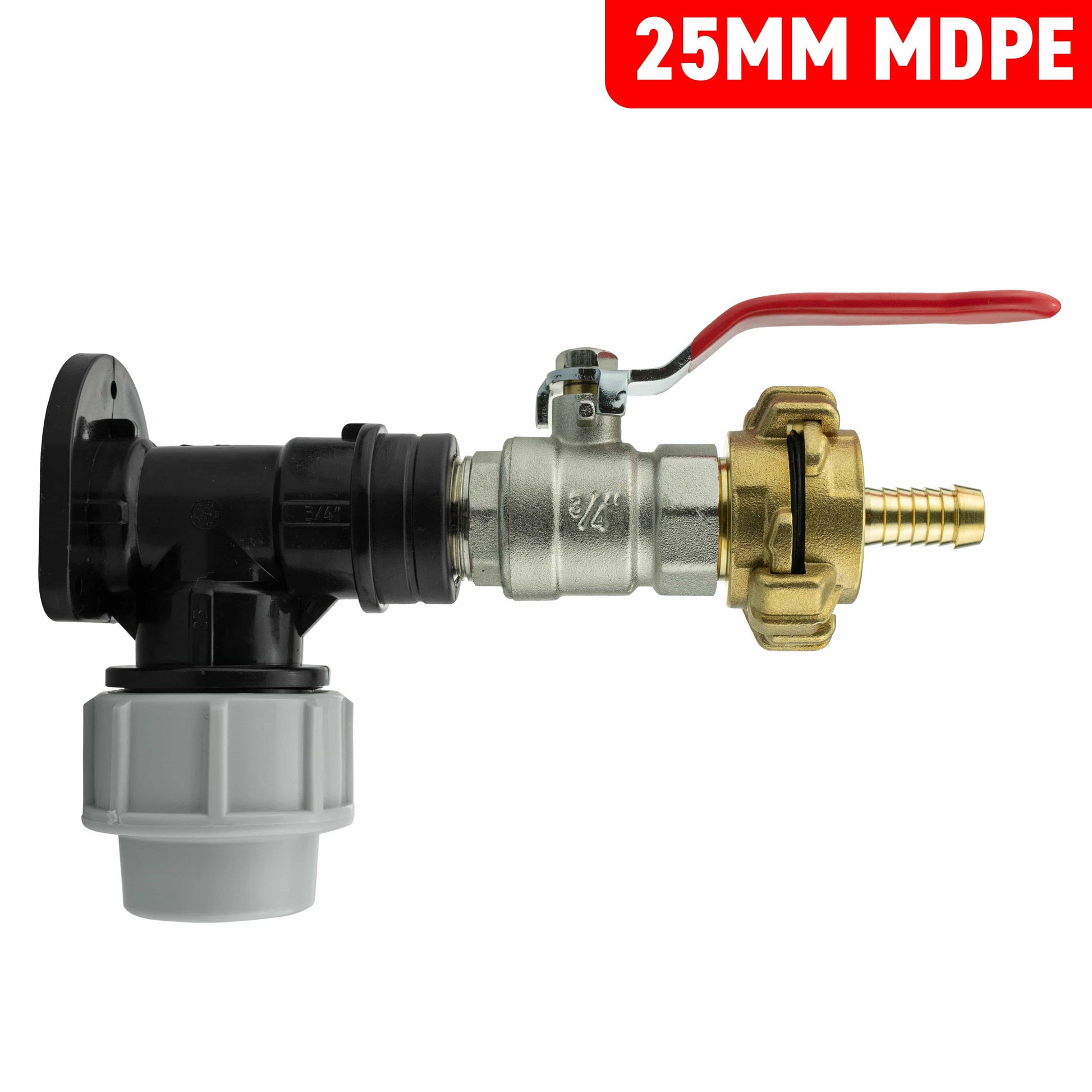 Wall Flange Kit 25mm MDPE + Lever Valve + 13mm Barbed Geka Set - Best4Trade-Retail Tech Hose & Fittings