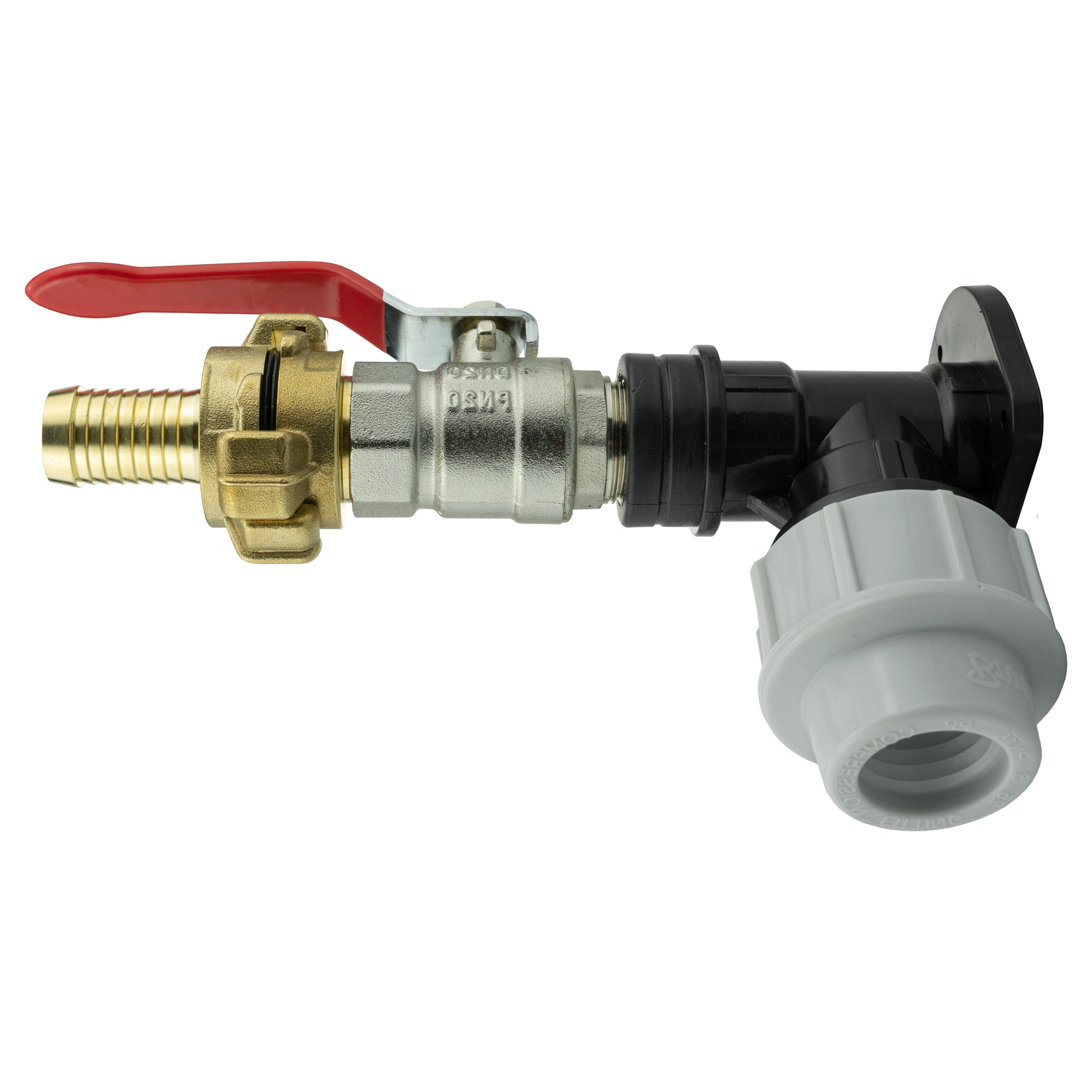 Wall Flange Kit 32mm MDPE + Lever Valve + 19mm Barbed Geka Set - Best4Trade-Retail Tech Hose & Fittings