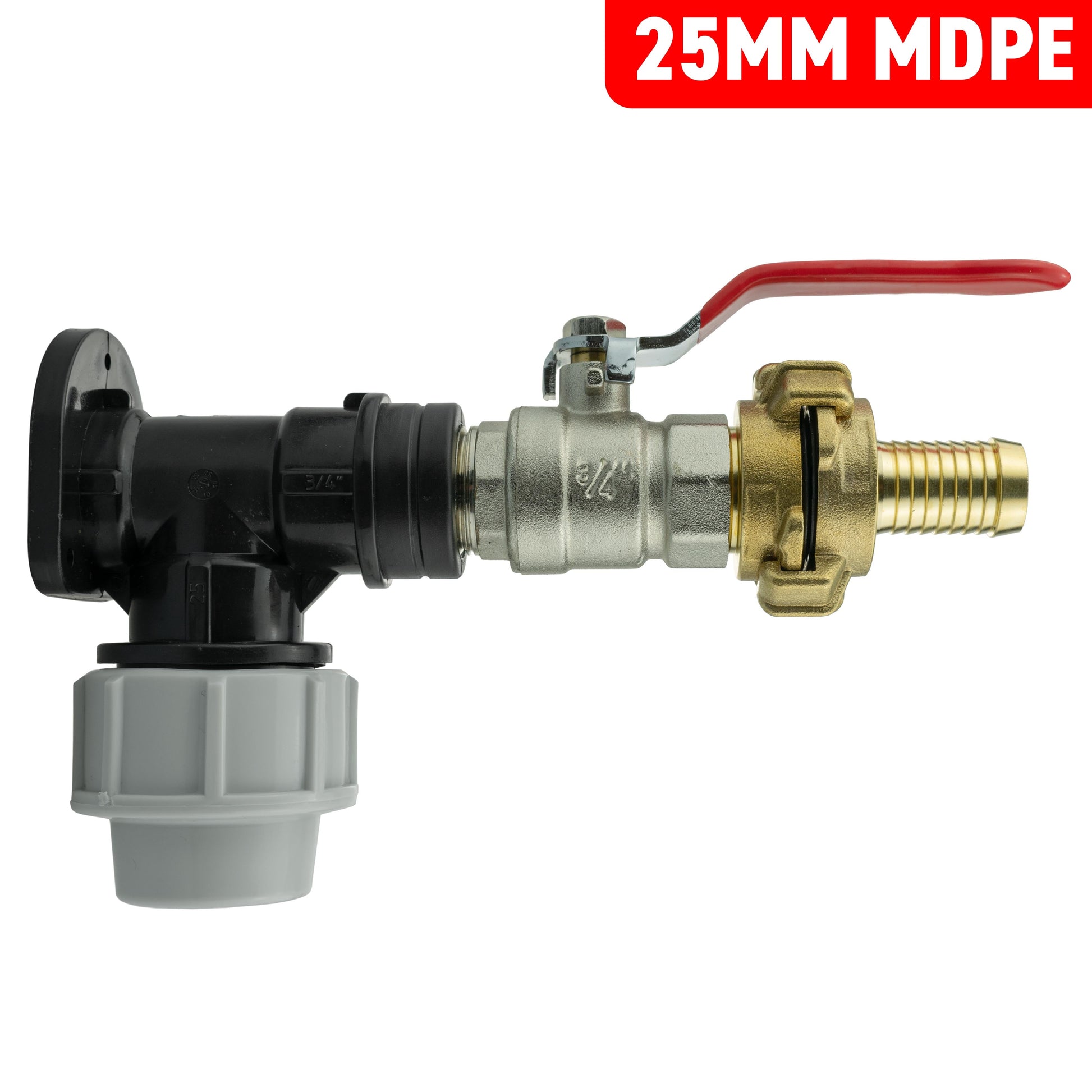 Wall Flange Kit 25mm MDPE + Lever Valve + 19mm Barbed Geka Set - Best4Trade-Retail Tech Hose & Fittings