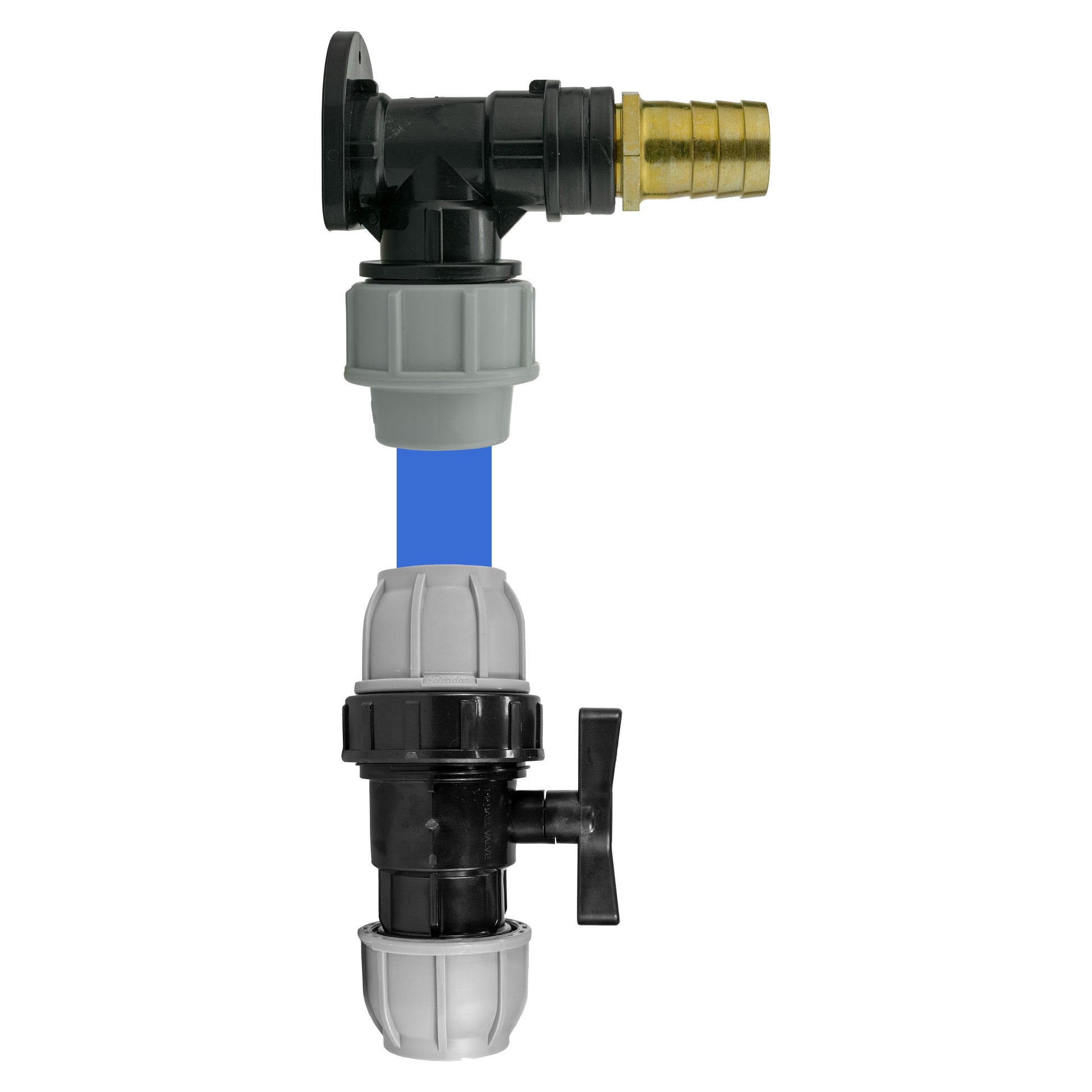 Wall Flange Kit 25mm MDPE + MDPE Valve + 25mm Brass Barb - Best4Trade-Retail Tech Hose & Fittings