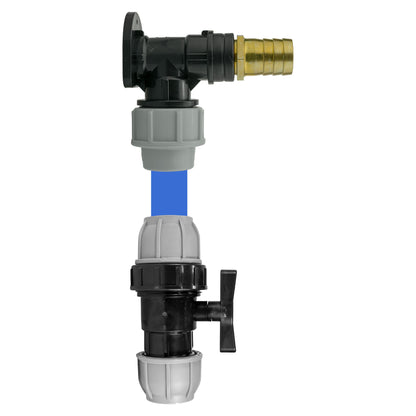 Wall Flange Kit 25mm MDPE + MDPE Valve + 25mm Brass Barb - Best4Trade-Retail Tech Hose & Fittings