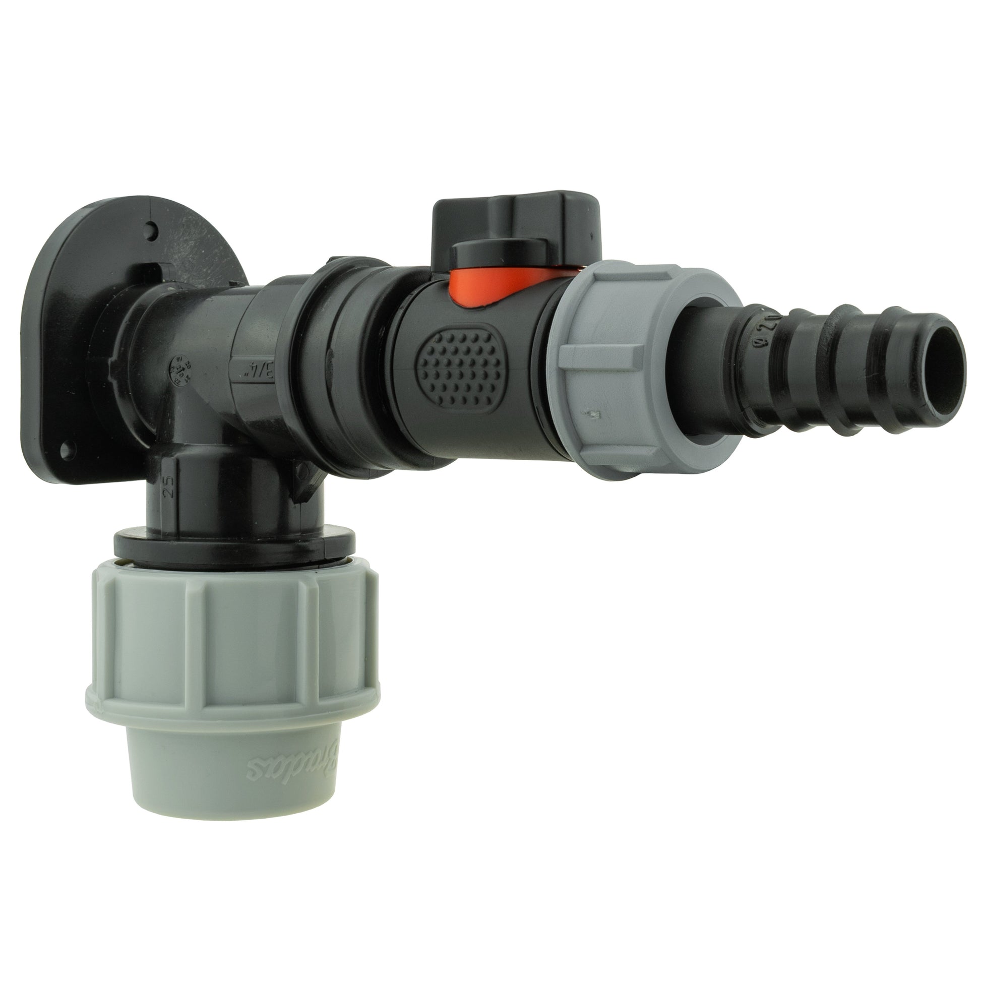 Wall Flange Kit 25mm MDPE + In-Line Valve + 20mm Barb - Best4Trade-Retail Tech Hose & Fittings