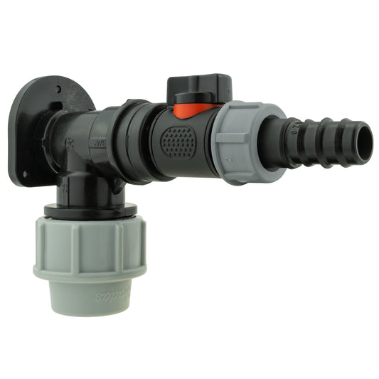 Wall Flange Kit 25mm MDPE + In-Line Valve + 20mm Barb - Best4Trade-Retail Tech Hose & Fittings