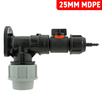 Wall Flange Kit 25mm MDPE + In-Line Valve + 4mm Micro Barb - Best4Trade-Retail Tech Hose & Fittings