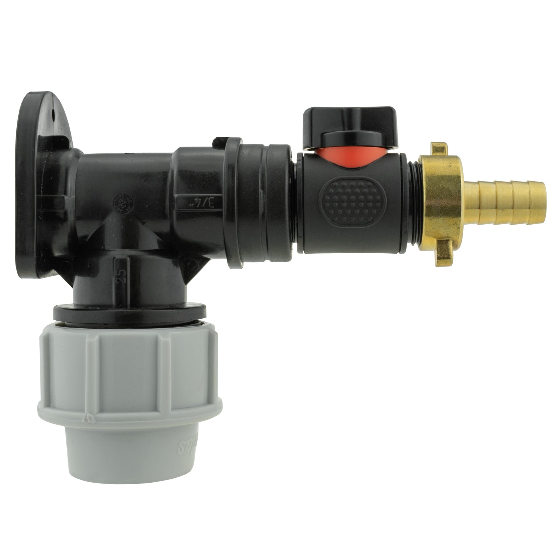 Wall Flange Kit 32mm MDPE + In-Line Valve + 13mm Brass Barb - Best4Trade-Retail Tech Hose & Fittings