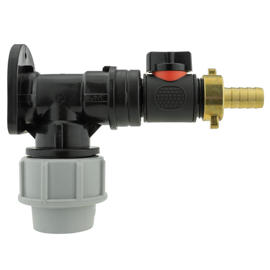 Wall Flange Kit 32mm MDPE + In-Line Valve + 13mm Brass Barb - Best4Trade-Retail Tech Hose & Fittings