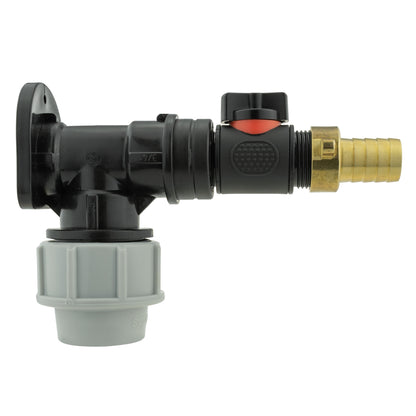 Wall Flange Kit 25mm MDPE + In-Line Valve + 19mm Brass Barb - Best4Trade-Retail Tech Hose & Fittings