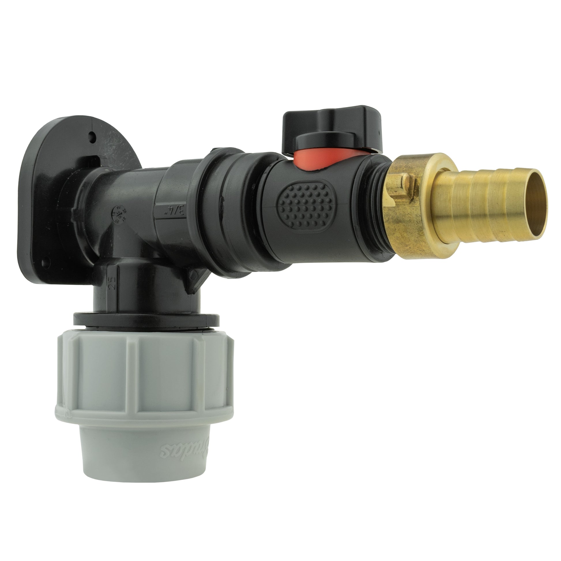 Wall Flange Kit 25mm MDPE + In-Line Valve + 19mm Brass Barb - Best4Trade-Retail Tech Hose & Fittings