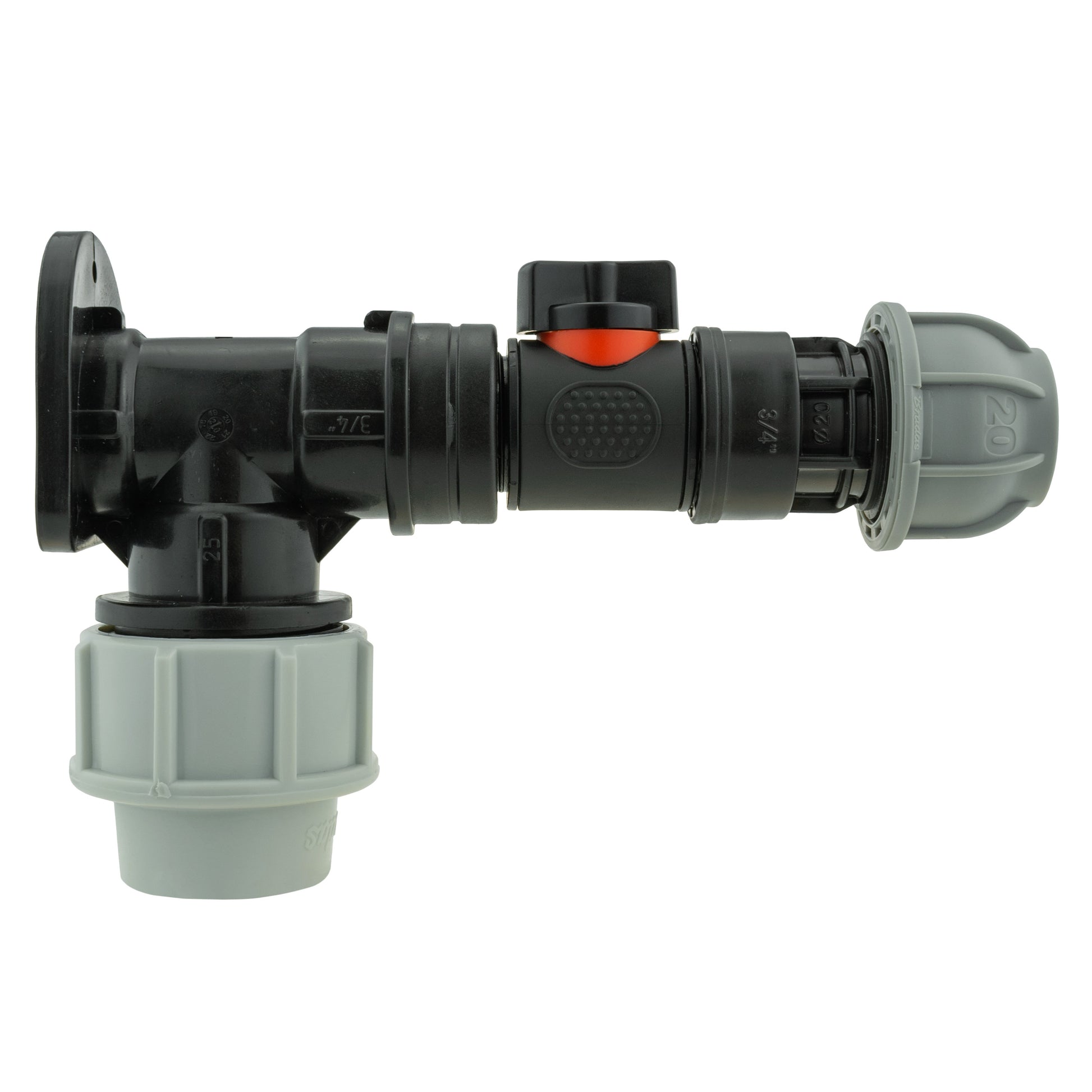 Wall Flange Kit 25mm MDPE + In-Line Valve + 20mm MDPE Joiner - Best4Trade-Retail Tech Hose & Fittings