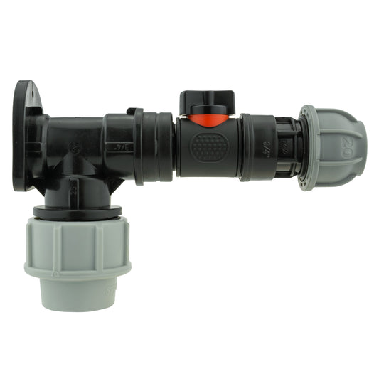 Wall Flange Kit 25mm MDPE + In-Line Valve + 20mm MDPE Joiner - Best4Trade-Retail Tech Hose & Fittings