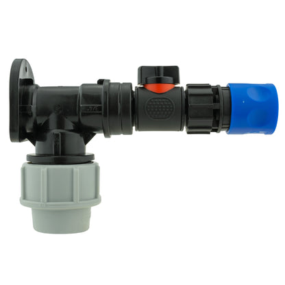 Wall Flange Kit 32mm MDPE + In-Line Valve & Female Quick Connector - Best4Trade-Retail Tech Hose & Fittings