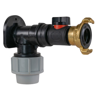 Wall Flange Kit 25mm MDPE + Valve + Geka - Best4Trade-Retail Tech Hose & Fittings
