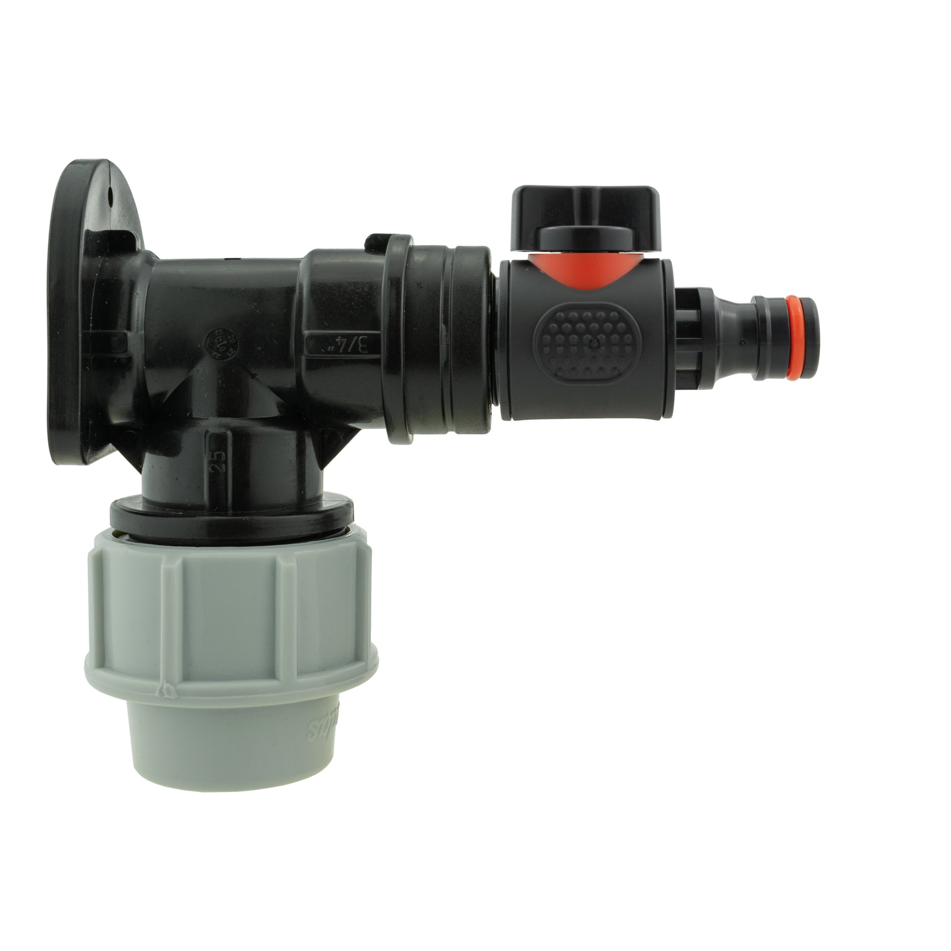 Wall Flange Kit 25mm MDPE + Valve with Male Quick Connector - Best4Trade-Retail Tech Hose & Fittings