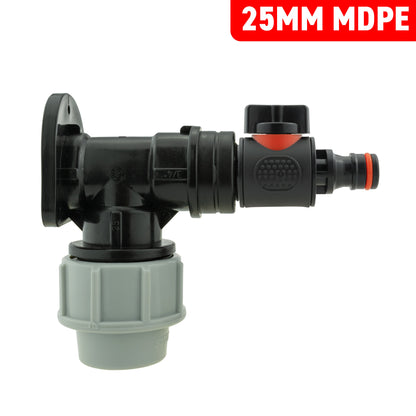 Wall Flange Kit 25mm MDPE + Valve with Male Quick Connector - Best4Trade-Retail Tech Hose & Fittings