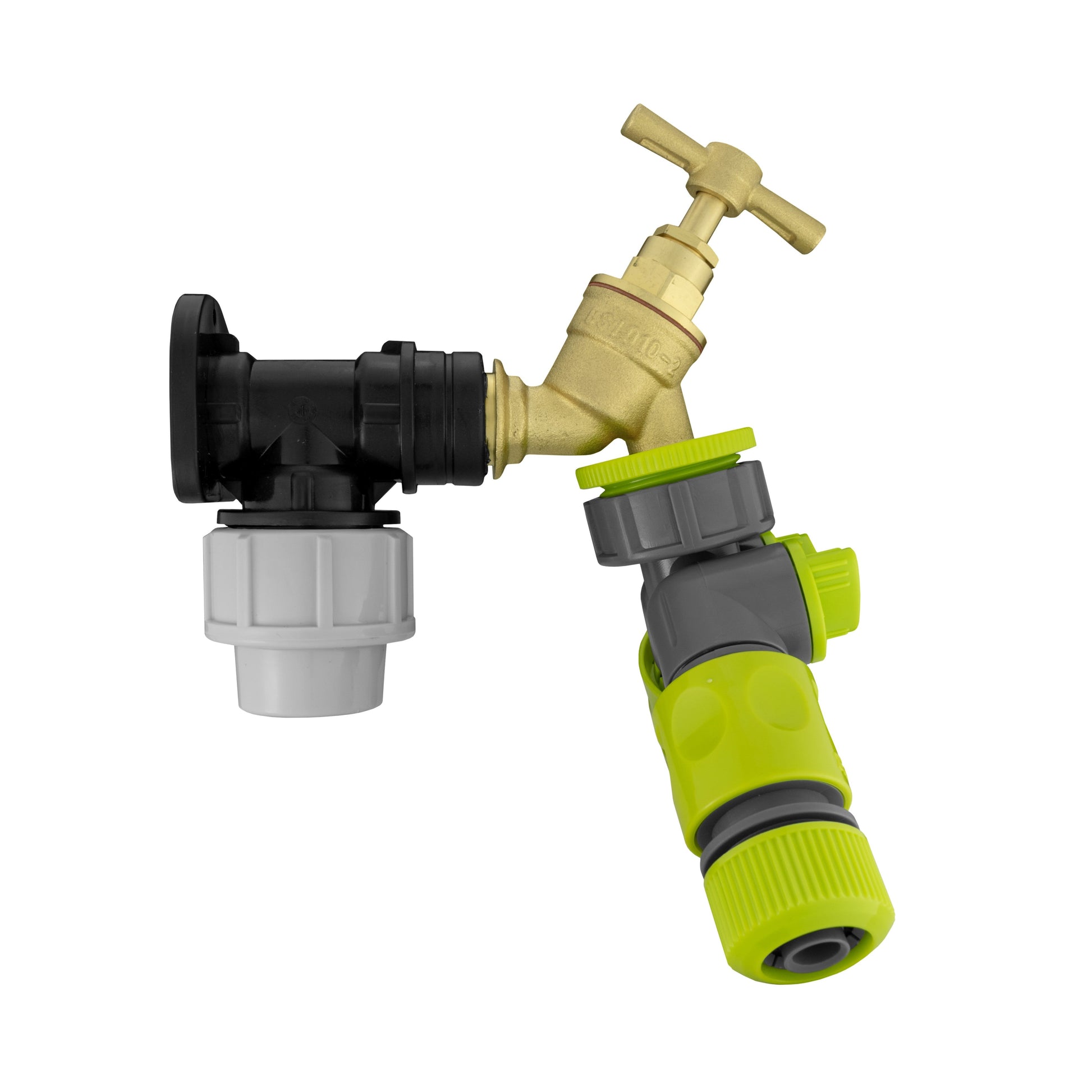 Wall Flange Kit 25mm MDPE + Brass Bib Tap + Two Way Splitter + Connectors - Best4Trade-Retail Tech Hose & Fittings