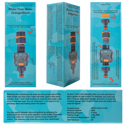 Water Flow Meter Black/Orange - Best4Trade-Retail