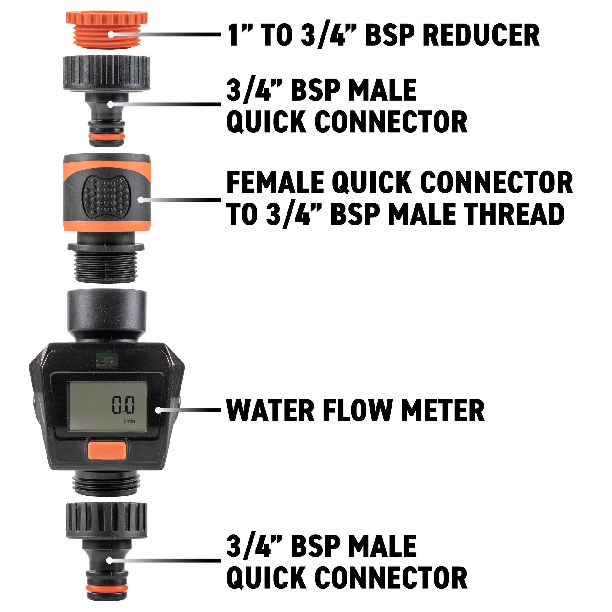 Water Flow Meter Black/Orange - Best4Trade-Retail